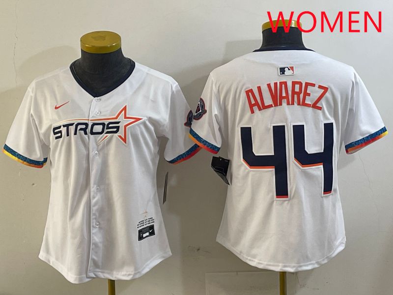 Women Houston Astros #44 Alvarez White Fourth generation Joint Name 2025 Nike MLB Jersey style 4->women mlb jersey->Women Jersey